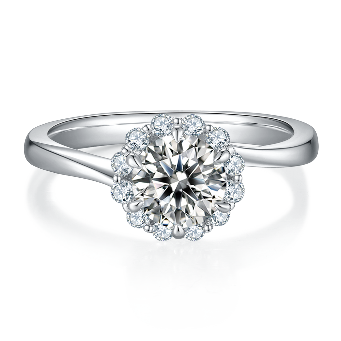 1.0 CT D Color Moissanite Fire of Love Ring in White Gold Plated Sterling Silver#5