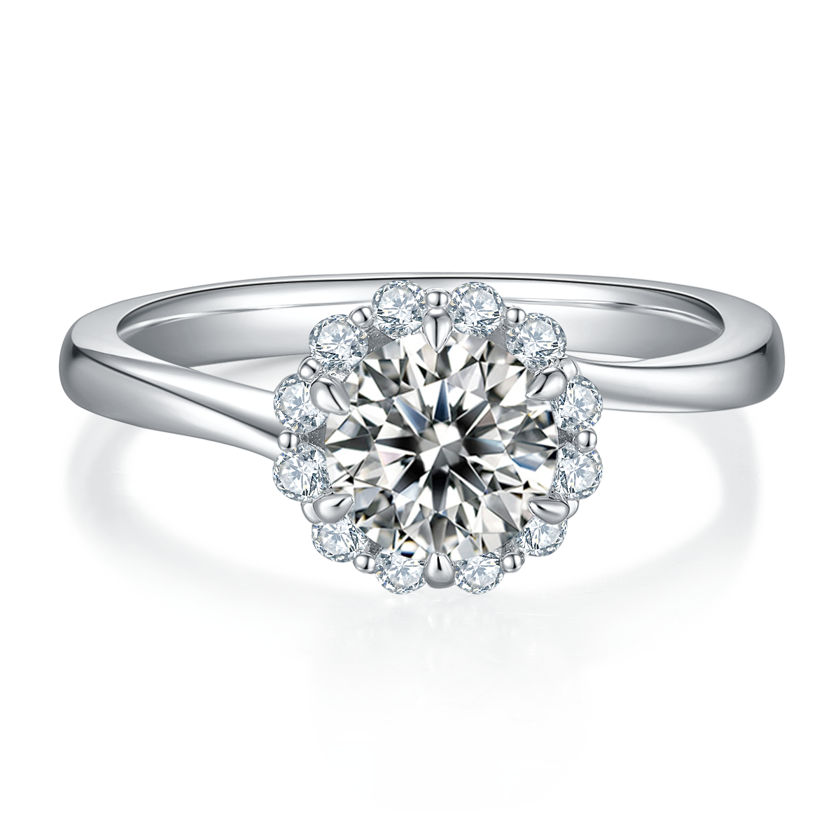 1.0 CT D Color Moissanite Fire of Love Ring in White Gold Plated Sterling Silver#5