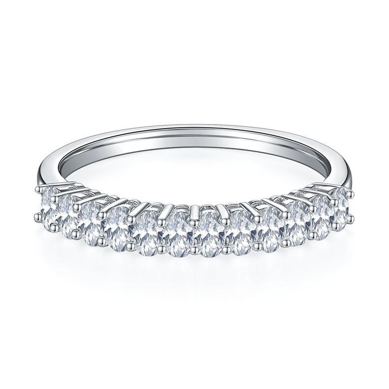 1.0 CT D Color Oval Cut Moissanite Custom Eternity Band in White Gold Plated Sterling Silver#3