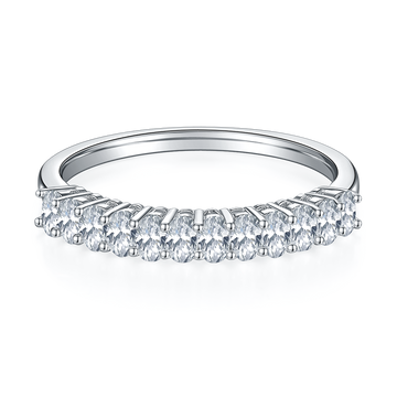 1.0 CT D Color Oval Cut Moissanite Custom Eternity Band in White Gold Plated Sterling Silver#3