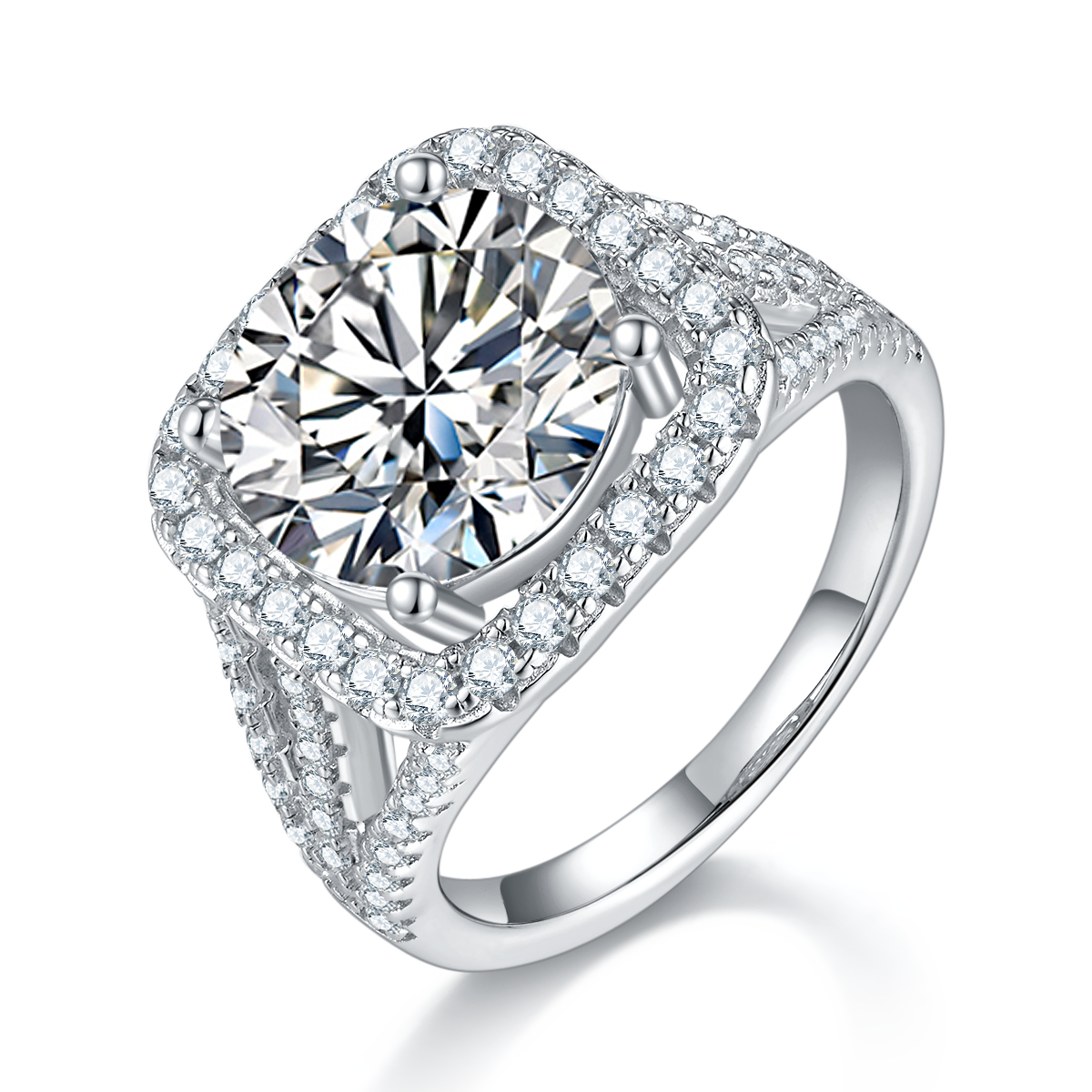 5.0 CT D Color Square Bezel Set Moissanite Classic Ring in White Gold Plated Sterling Silver#4