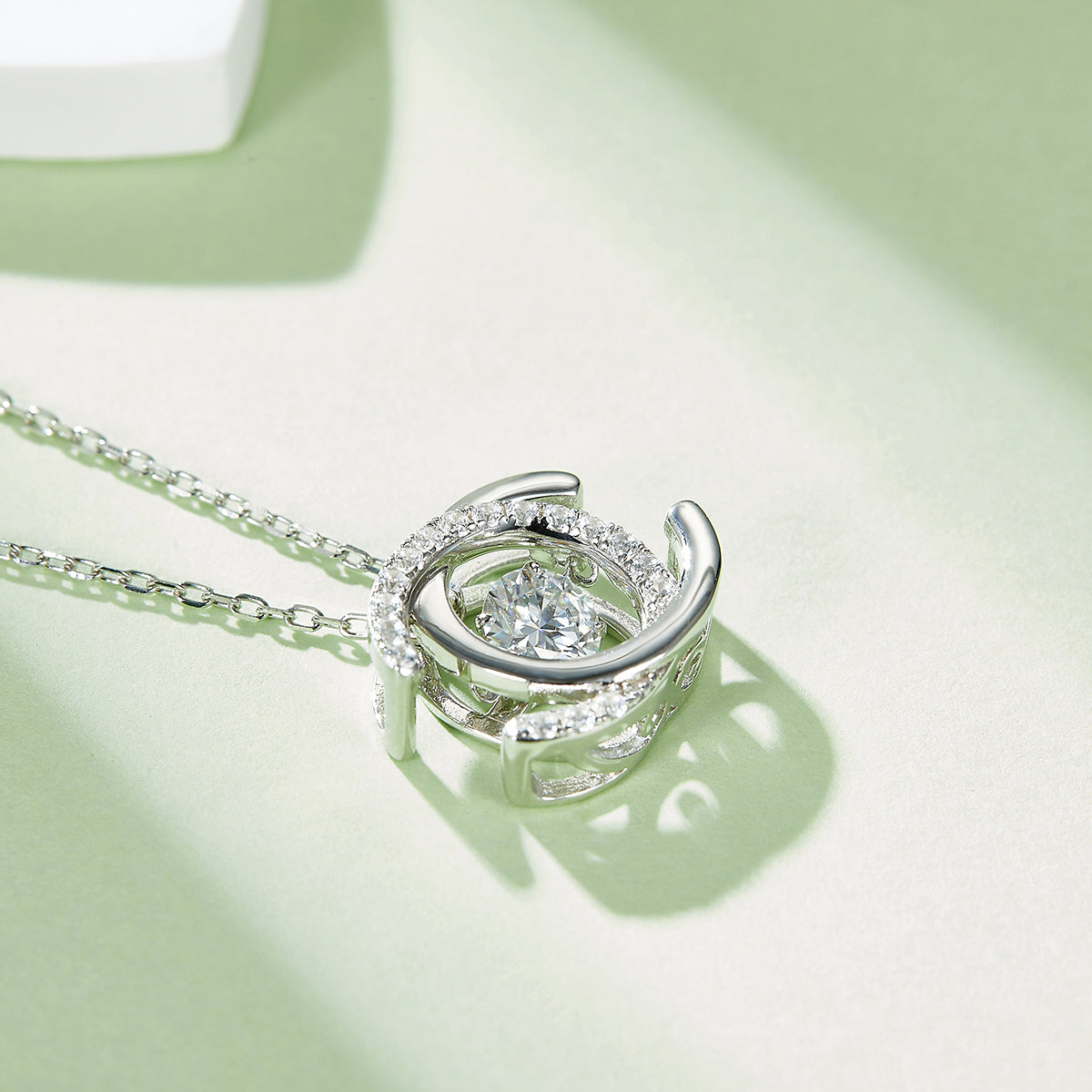 0.5 CT D Color Dancing Double C Moissanite Necklace in White Gold Plated Sterling Silver#5