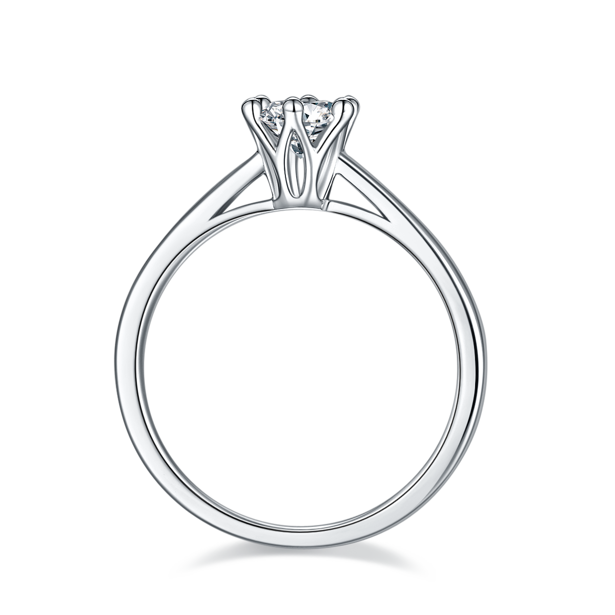 0.5 CT D Color Moissanite Crown Straight Shank Ring in White Gold Plated Sterling Silver#6