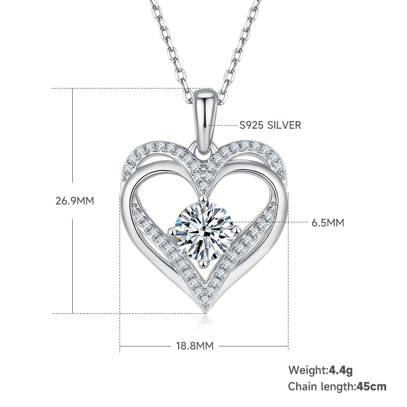 1.2 CT D Color Moissanite Melee Round Heart Pendant in Sterling Silver#3