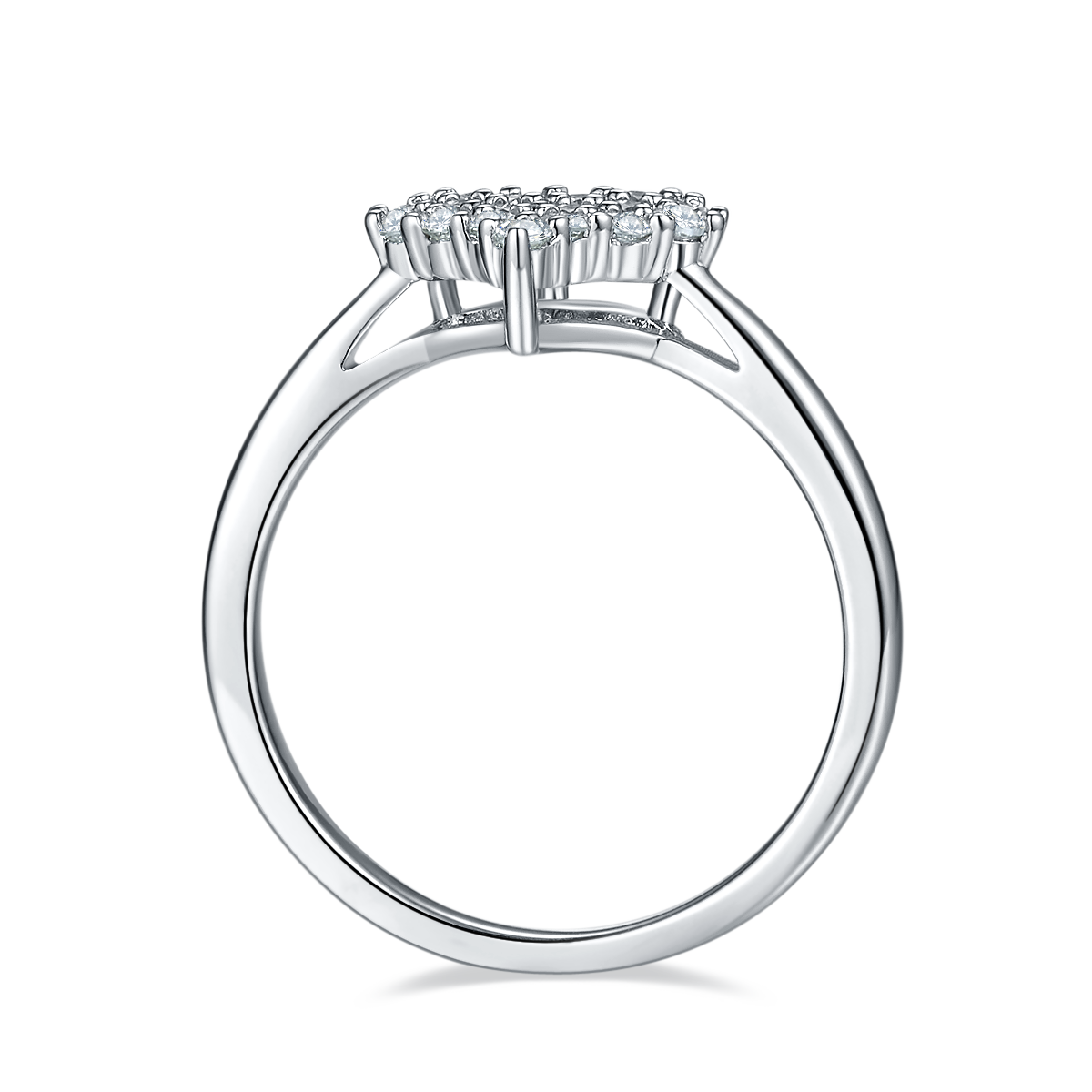 0.33 CT D Color Moissanite Melee Love at First Sight Ring in White Gold Plated Sterling Silver#6