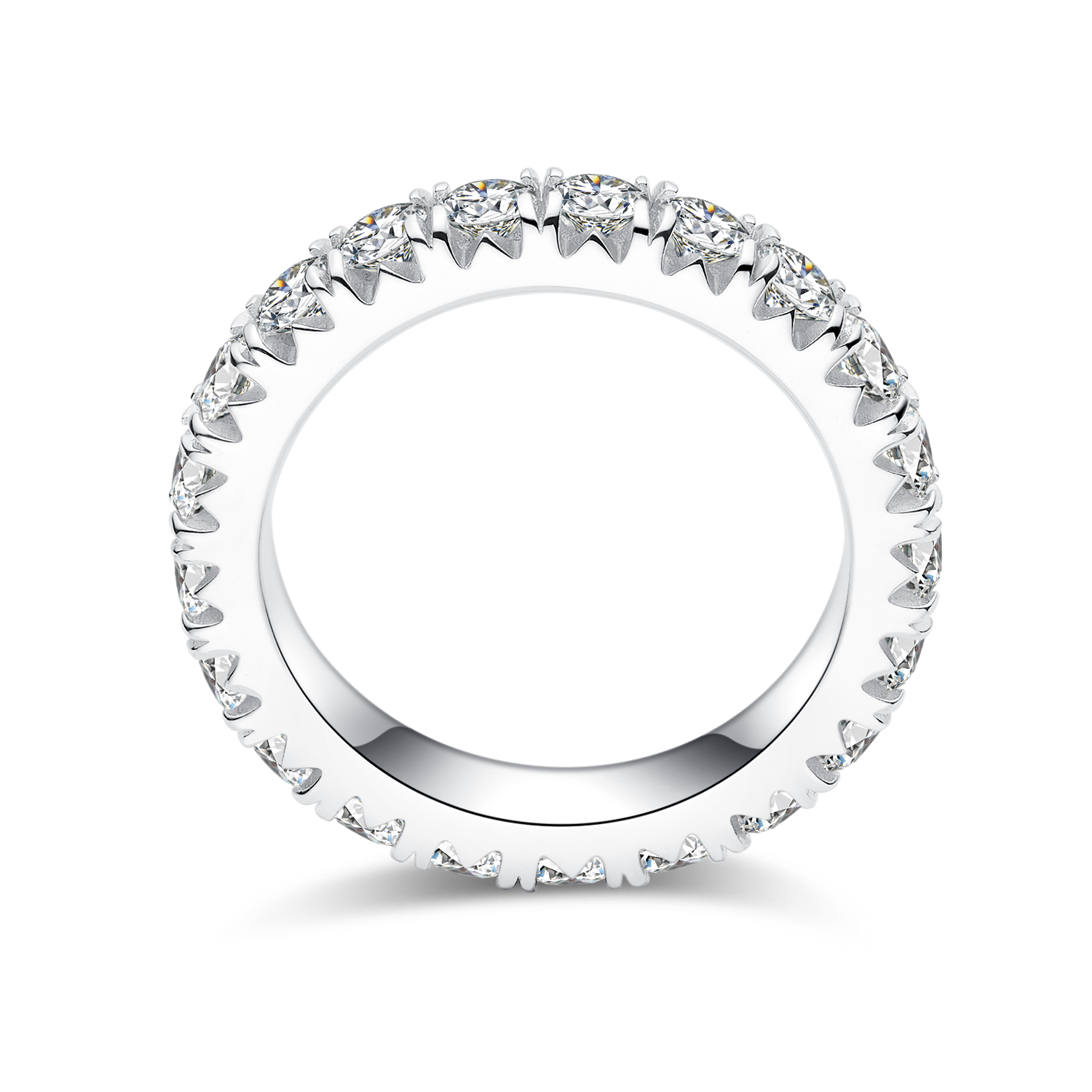 Moissanite Melee Micro-Pave Full Eternity Ring Guard (3.0mm) in White Gold Plated Sterling Silver#3