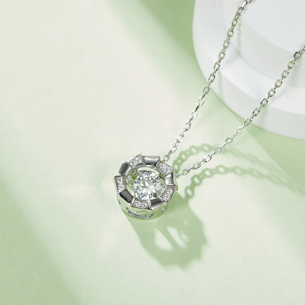 0.5 CT D Color Dancing Medusa Moissanite Necklace in White Gold Plated Sterling Silver#5