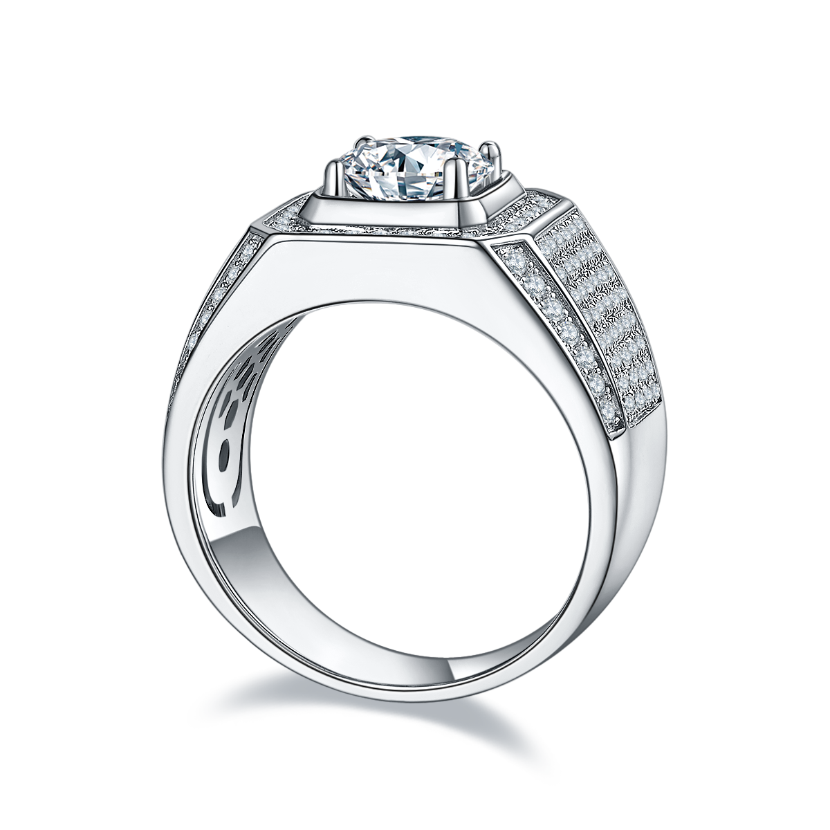 2.0 CT D Color Moissanite Elegant Men's Band in White Gold Plated Sterling Silver#6