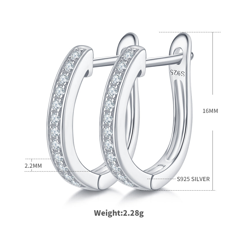 0.2 CT D Color Moissanite Melee Single Row Half Hoop Earrings in Sterling Silver#3