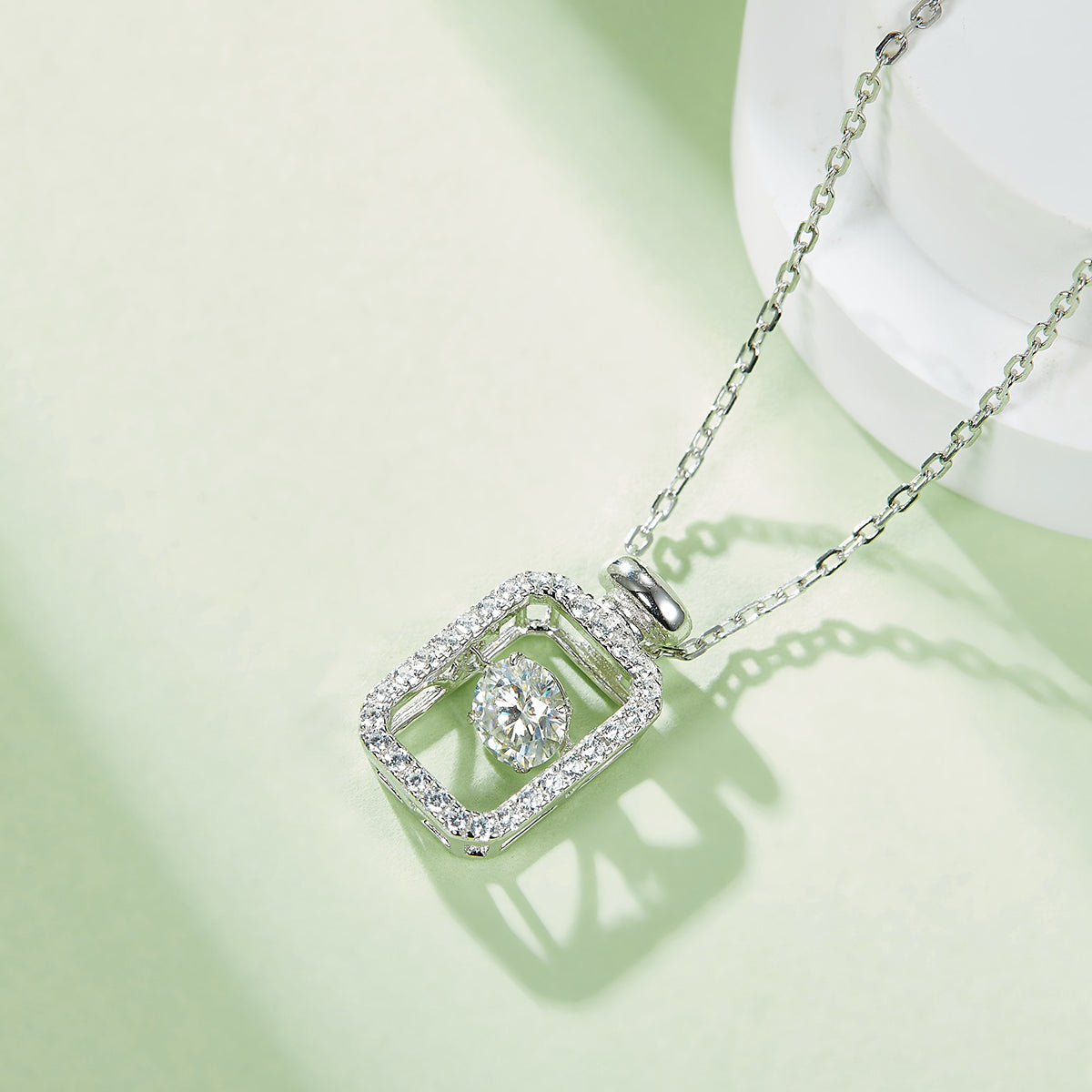 0.5 CT D Color Dancing Perfume Bottle Moissanite Necklace in White Gold Plated Sterling Silver#5