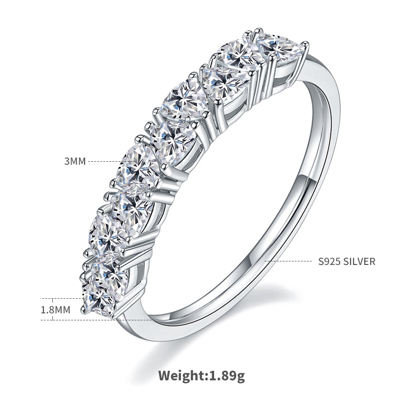1.0 CT D Color Trillion Cut Moissanite Custom Eternity Band in White Gold Plated Sterling Silver#1