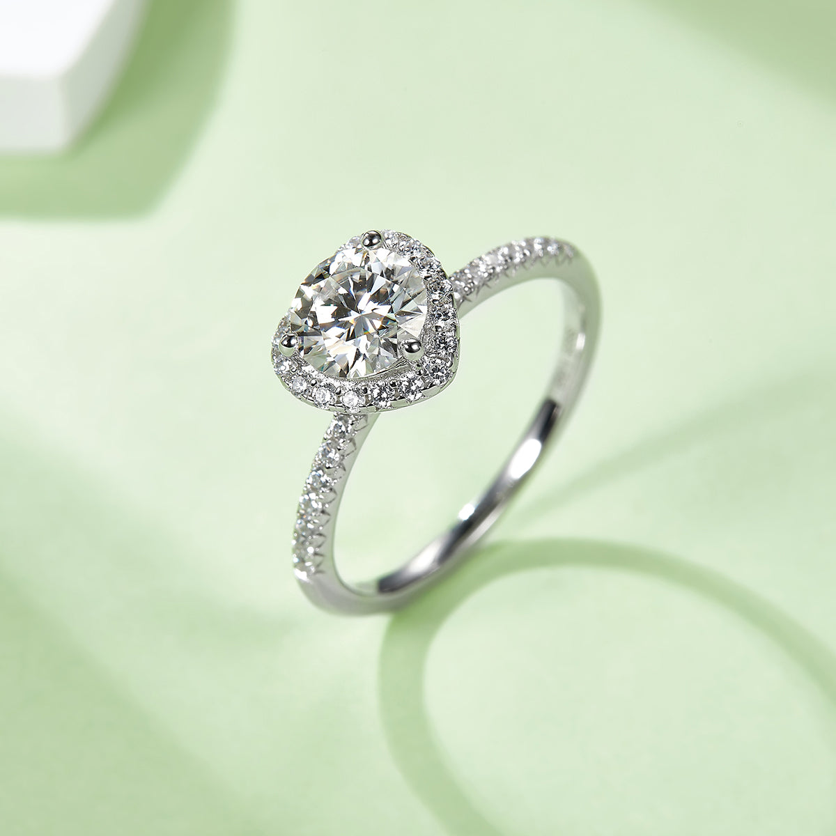 1.0 CT D Color Moissanite Wholehearted Ring in White Gold Plated Sterling Silver#7