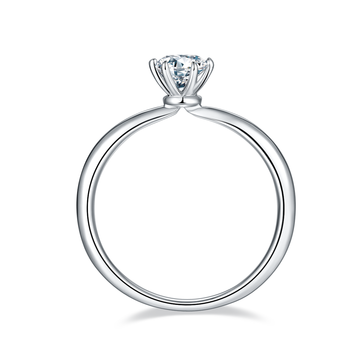 0.5 CT D Color Moissanite Halo Plain Shank Ring in White Gold Plated Sterling Silver#6