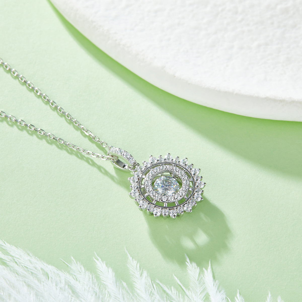 0.5 CT D Color Dancing Moissanite Shining Necklace in White Gold Plated Sterling Silver#5