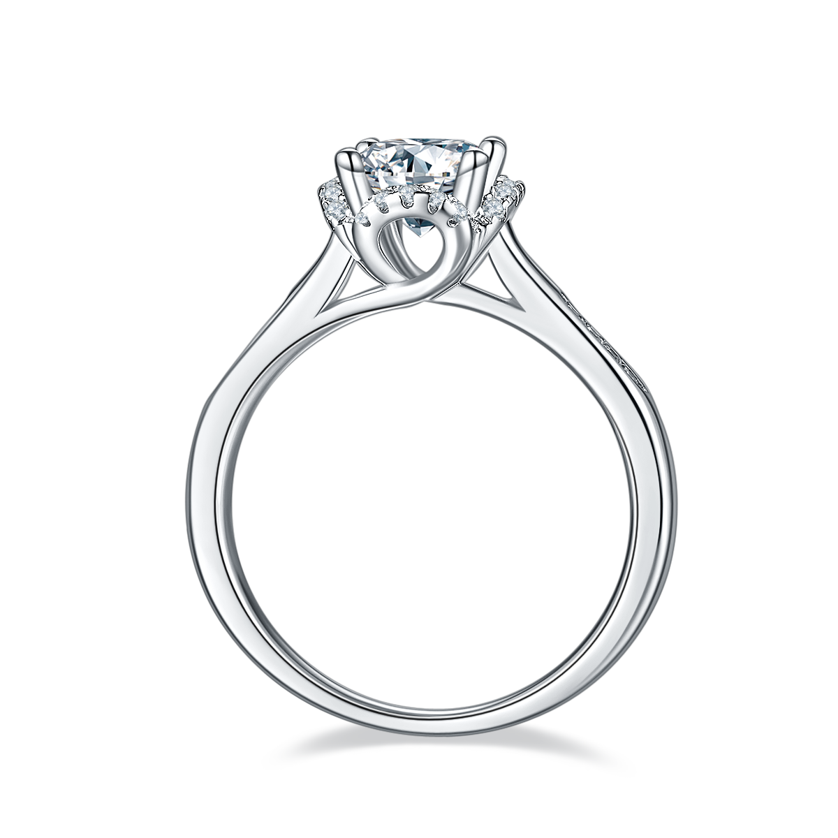 1.0 CT D Color Moissanite Pave In the Mood for Love Ring in White Gold Plated Sterling Silver#6