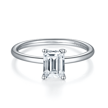 1.0 CT D Color Emerald Cut Moissanite Classic Ring in White Gold Plated Sterling Silver#2