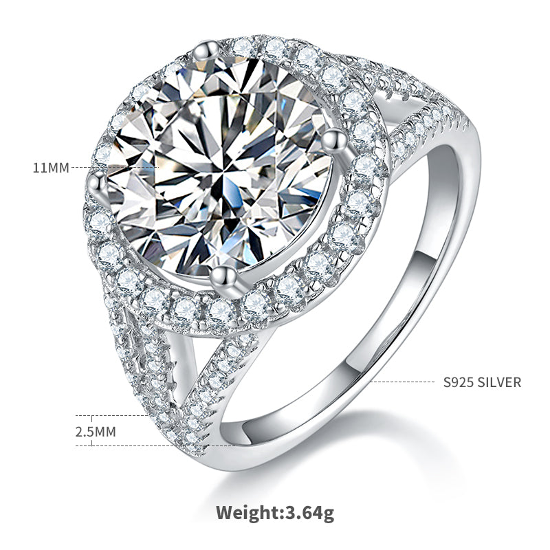 5.0 CT D Color Bezel Set Moissanite Classic Ring in White Gold Plated Sterling Silver#1