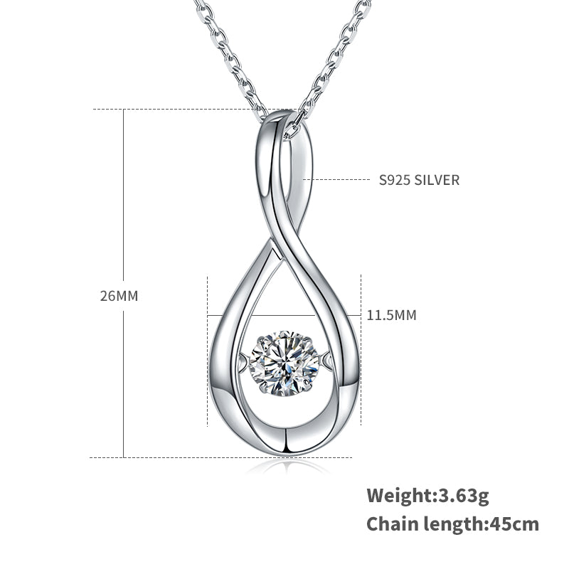 0.5 CT D Color Dancing Lingering Love Moissanite Necklace in White Gold Plated Sterling Silver#1
