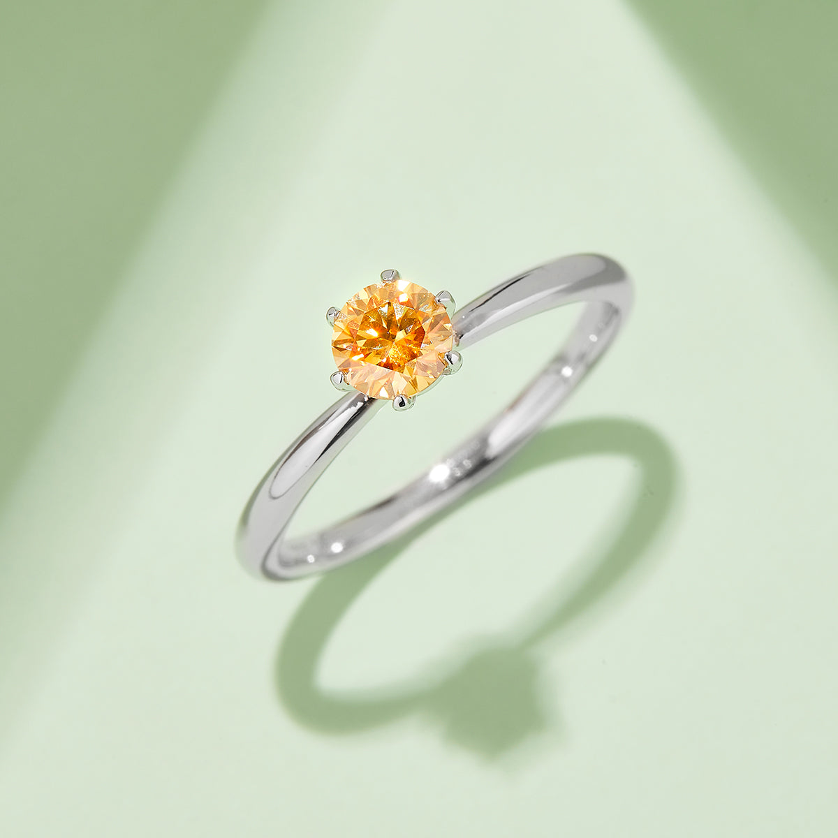 0.5 CT D Color Moissanite Halo Plain Shank Ring in White Gold Plated Sterling Silver#9