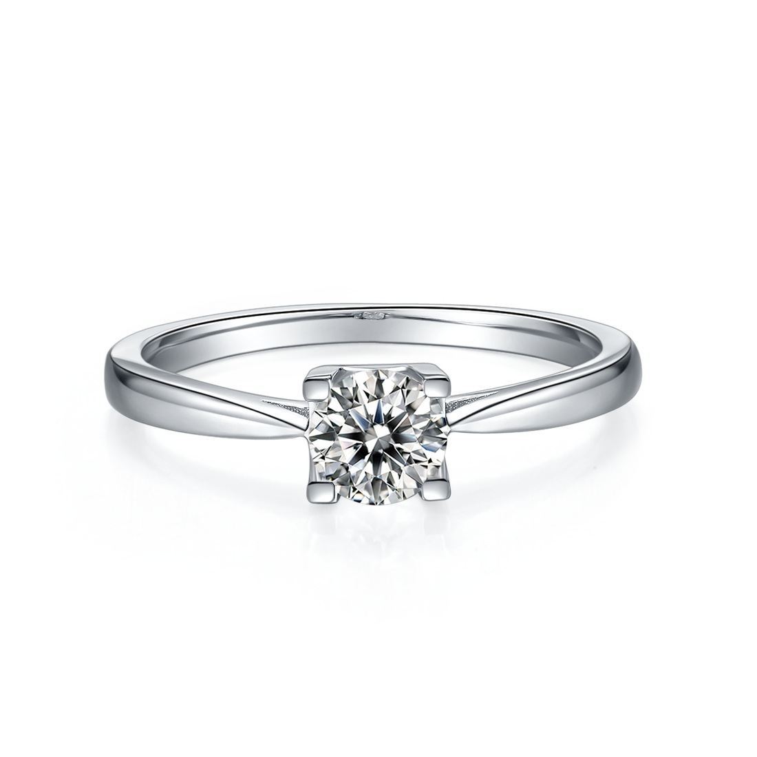 0.5 CT D Color Moissanite Classic Luxury Letter Straight Shank Ring in White Gold Plated Sterling Silver#5