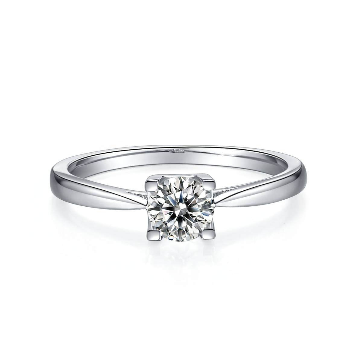 0.5 CT D Color Moissanite Classic Luxury Letter Straight Shank Ring in White Gold Plated Sterling Silver#5
