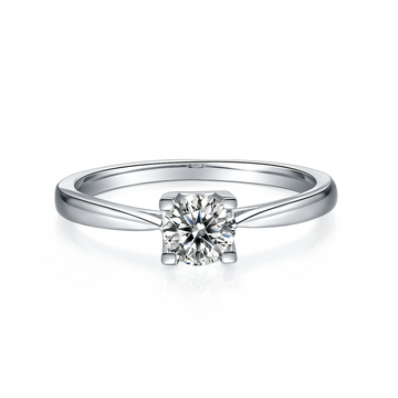 0.5 CT D Color Moissanite Classic Luxury Letter Straight Shank Ring in White Gold Plated Sterling Silver#5