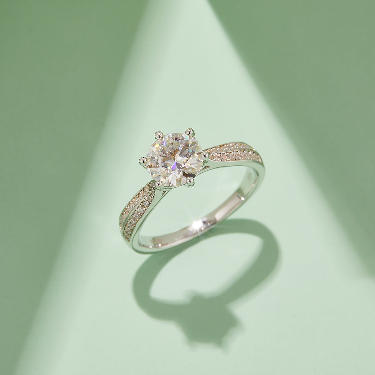 1.5 CT D Color Moissanite Star Queen Custom Ring in White Gold Plated Sterling Silver#7