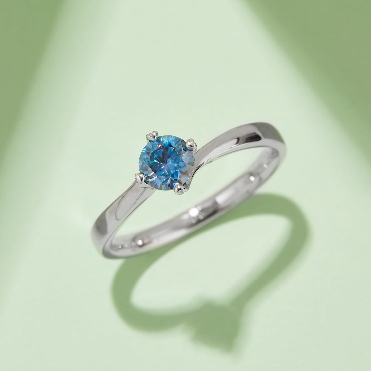 0.5 CT D Color Moissanite 4-Prong Twisted Shank Ring in White Gold Plated Sterling Silver#10