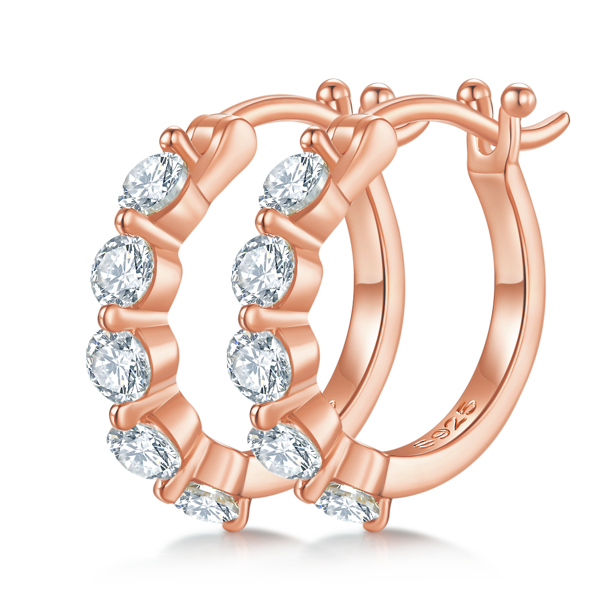 1.0 CT D Color Moissanite Melee Single Row Half Hoop Earrings in Sterling Silver#4