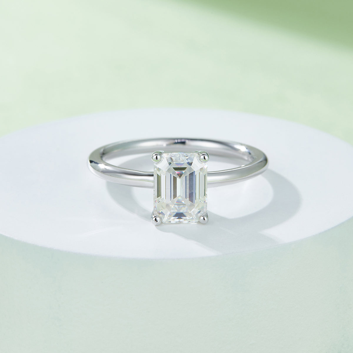2.0 CT D Color Emerald Cut Moissanite Classic Ring in White Gold Plated Sterling Silver#4