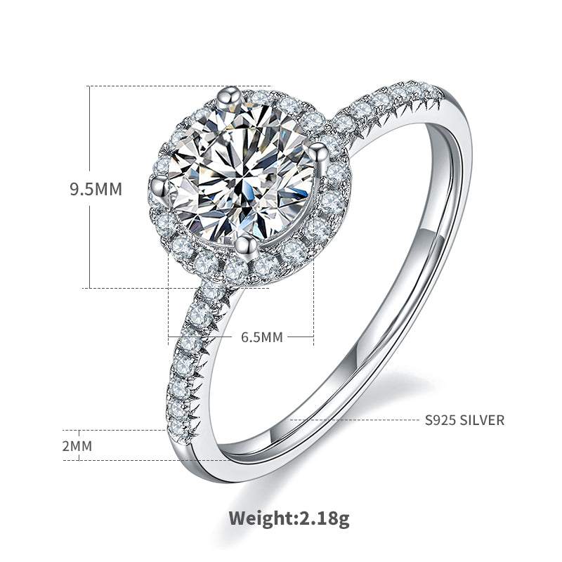 1.0 CT D Color Bezel Set Moissanite Classic Ring in White Gold Plated Sterling Silver#4
