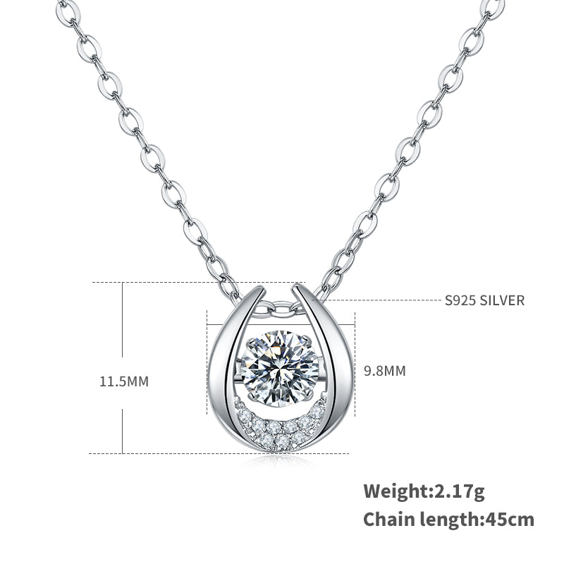 0.5 CT D Color Dancing Guardian Moissanite Necklace in White Gold Plated Sterling Silver#1