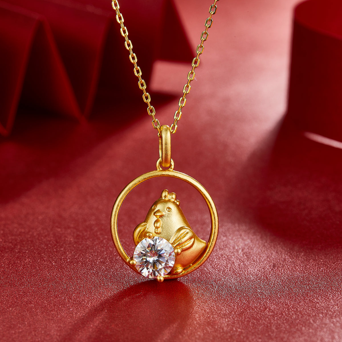 1.0 CT Moissanite Chinese Zodiac Rooster Necklace in Sterling Silver#3