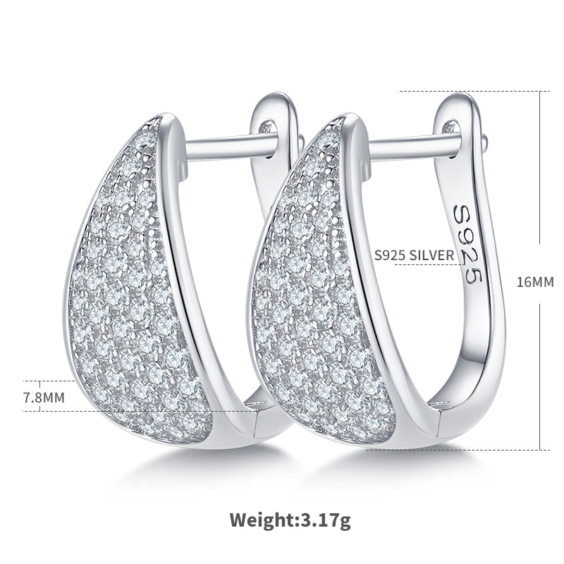 0.57 CT D Color Moissanite Melee 5-Row Half Hoop Earrings in Sterling Silver#3