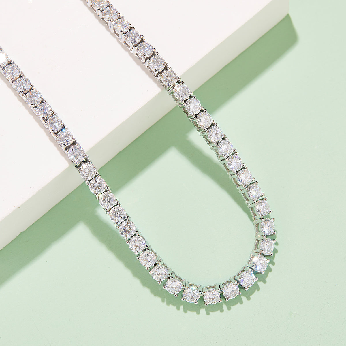 D Color Moissanite Classic 4-Prong Tennis Bracelet in 18K White Gold Plated Sterling Silver#6