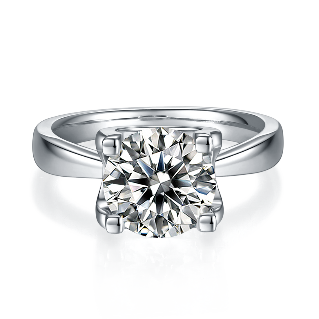 3.0 CT D Color Moissanite Peg Head Classic Ring in White Gold Plated Sterling Silver#5
