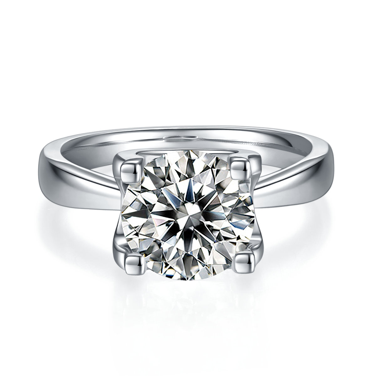3.0 CT D Color Moissanite Peg Head Classic Ring in White Gold Plated Sterling Silver#5