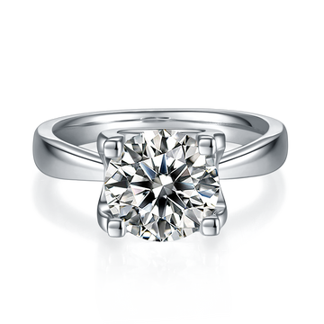 3.0 CT D Color Moissanite Peg Head Classic Ring in White Gold Plated Sterling Silver#5
