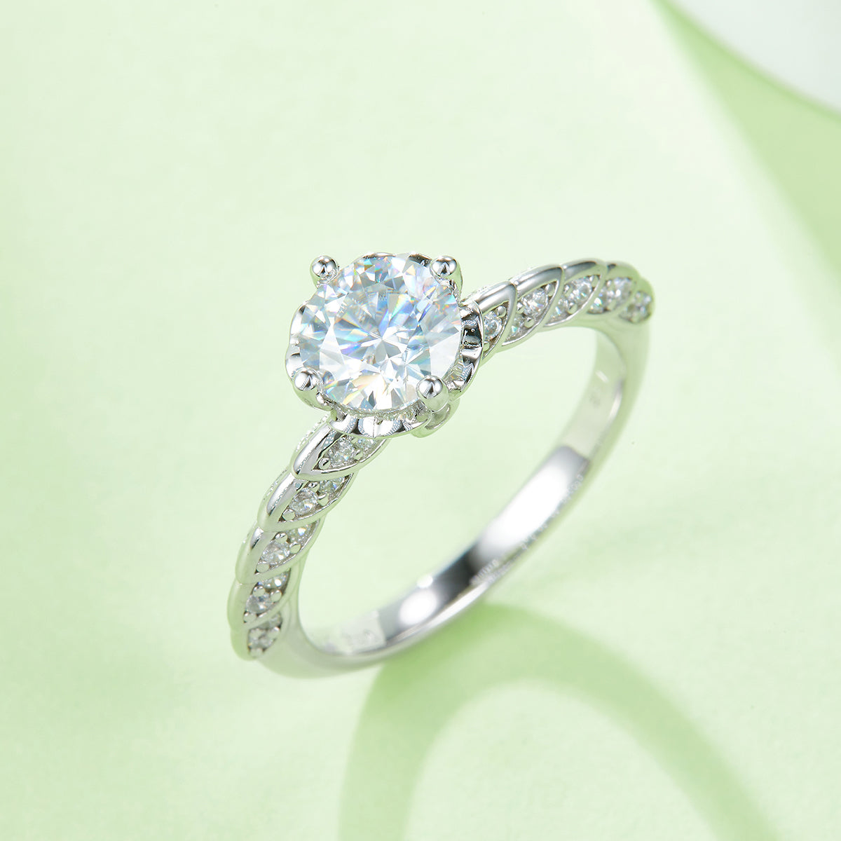 1.0 CT D Color Moissanite Wedding Vow Ring in White Gold Plated Sterling Silver#7