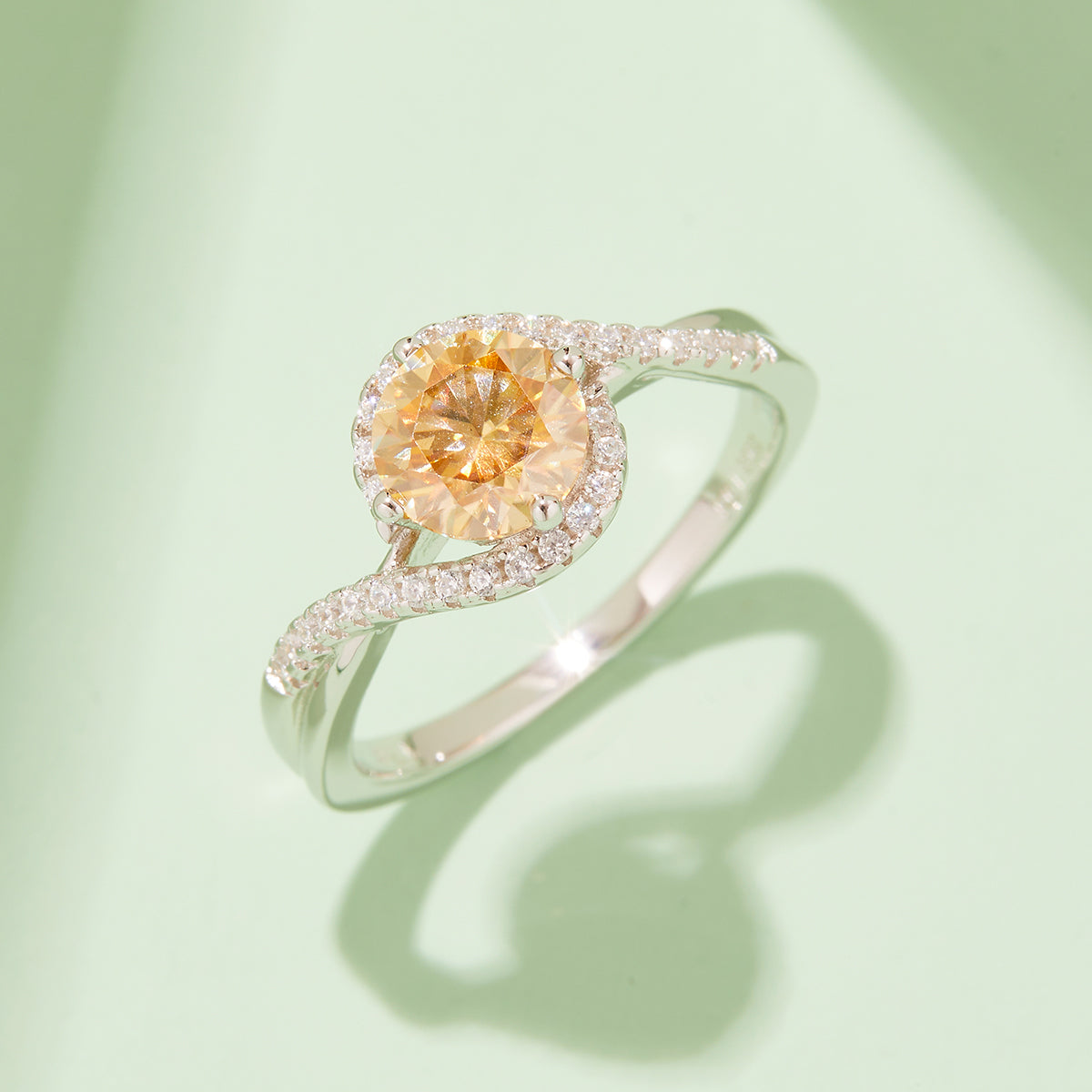 1.0 CT D Color Moissanite Angel Eyes Custom Ring in White Gold Plated Sterling Silver#10