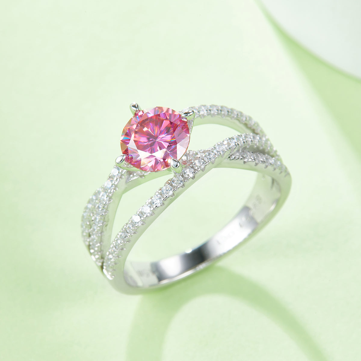1.0 CT D Color Moissanite Past Present Future Ring in White Gold Plated Sterling Silver#8