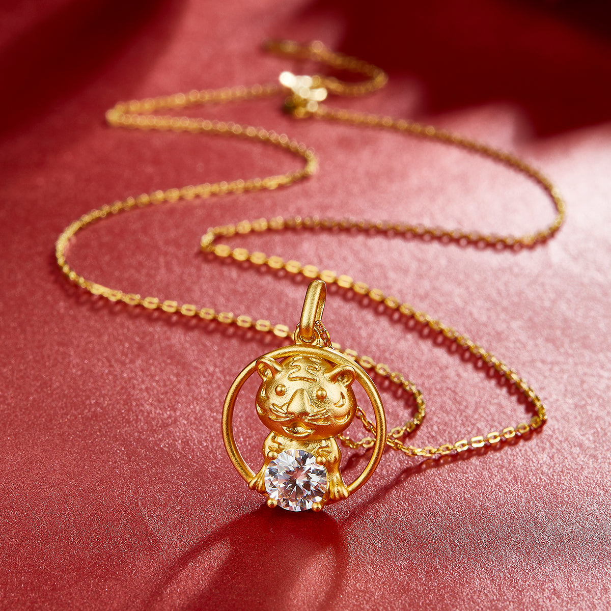 1.0 CT Moissanite Chinese Zodiac Tiger Necklace in Sterling Silver#3