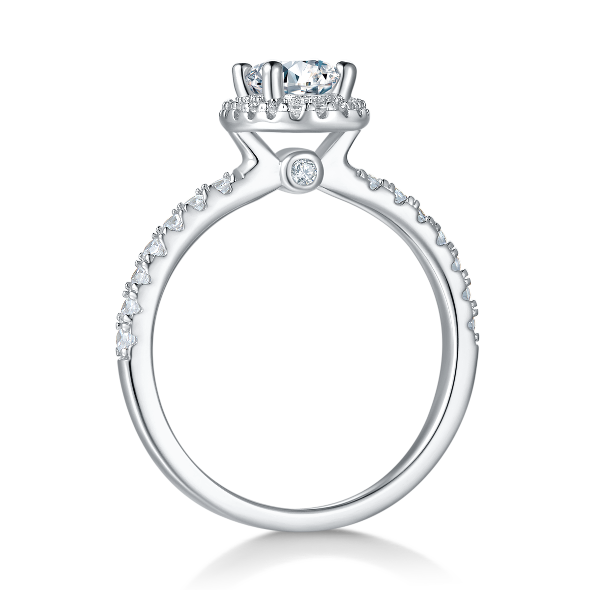 1.0 CT D Color Oval Cut Moissanite Dainty Ring in White Gold Plated Sterling Silver#7