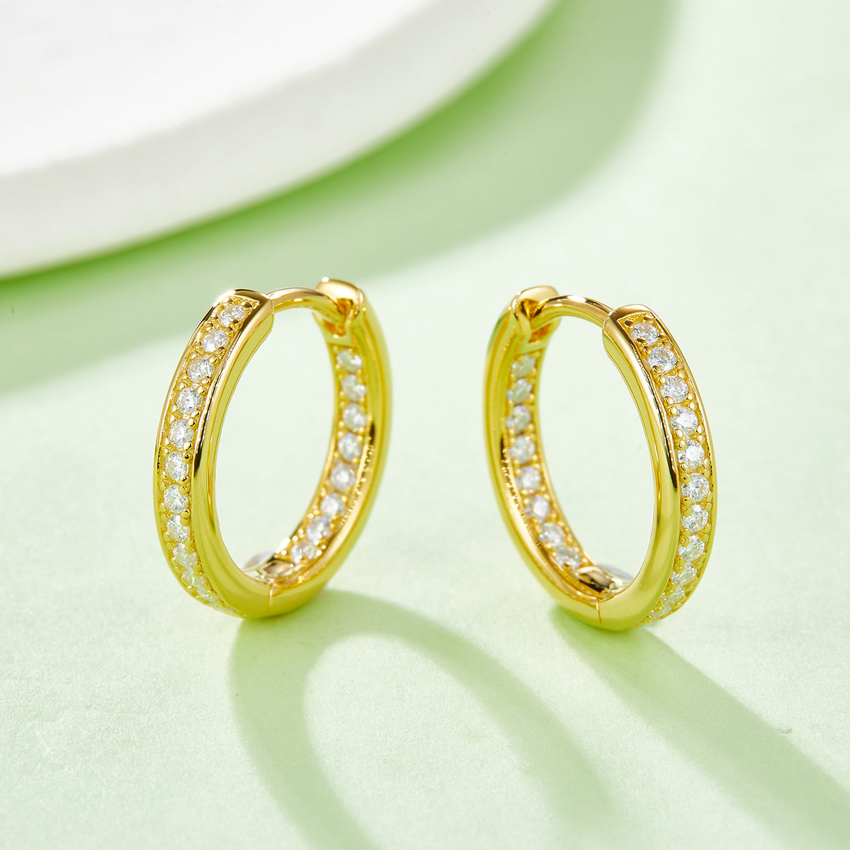 0.32 CT D Color Moissanite Melee Single Row Half Hoop Earrings in Sterling Silver#8