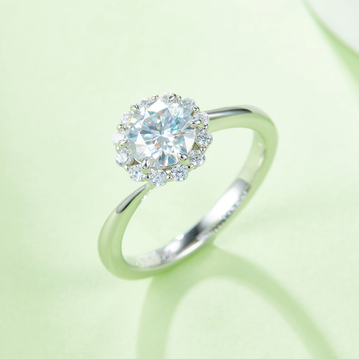 1.0 CT D Color Moissanite Fire of Love Ring in White Gold Plated Sterling Silver#7