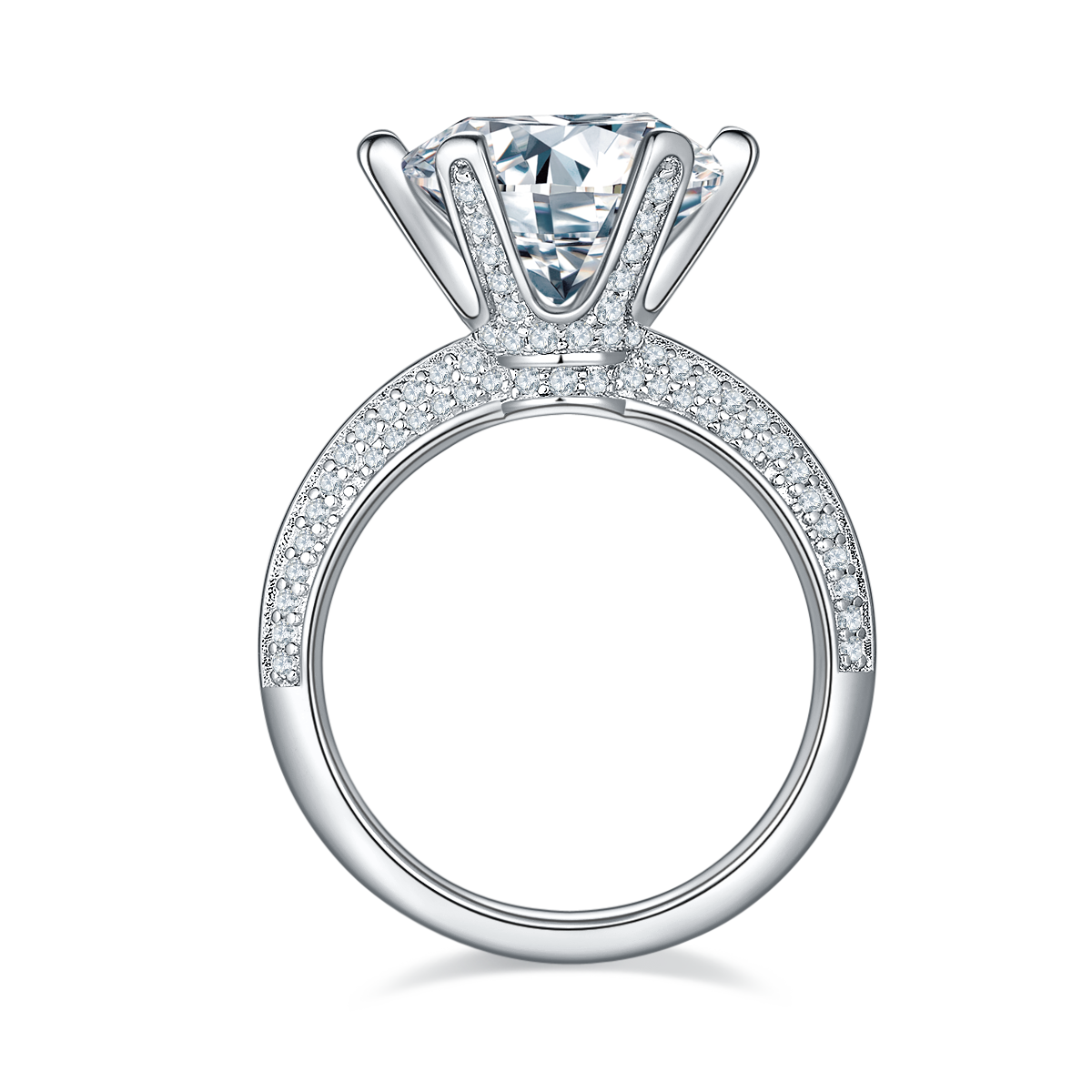 5.0 CT D Color Moissanite Majestic Custom Ring in White Gold Plated Sterling Silver#3