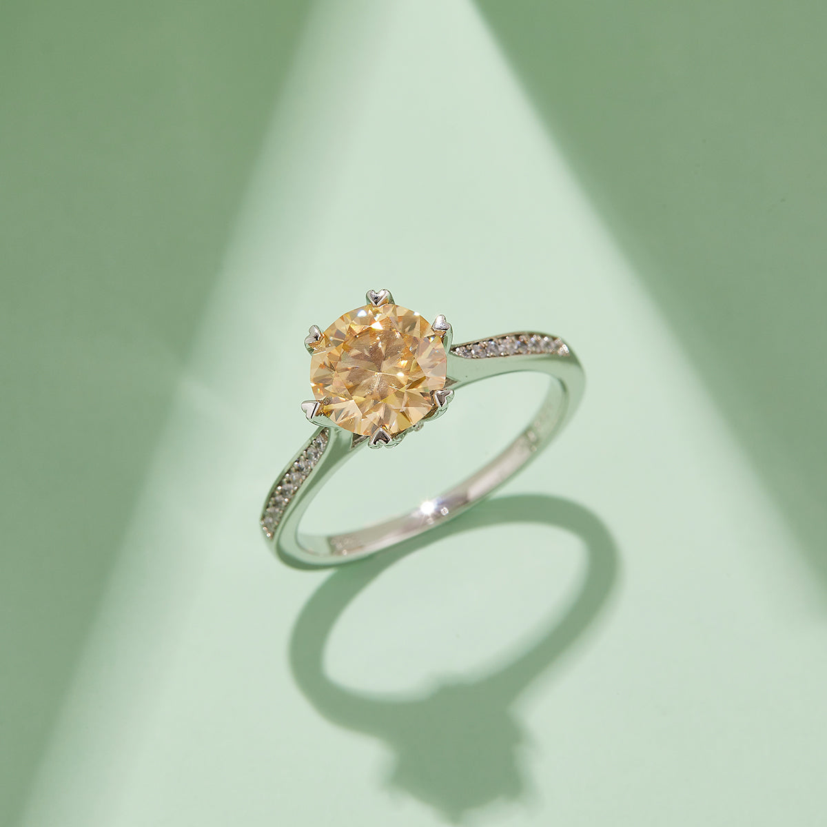 1.5 CT D Color Moissanite Spinning Fortune Custom Ring in White Gold Plated Sterling Silver#9