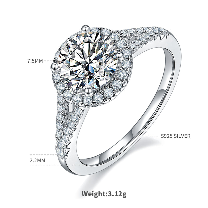 1.5 CT D Color Bezel Set Moissanite Split Shank Ring in White Gold Plated Sterling Silver#4