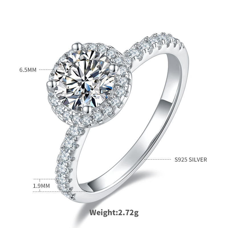 1.0 CT D Color Round Cut Moissanite Dainty Ring in White Gold Plated Sterling Silver#1