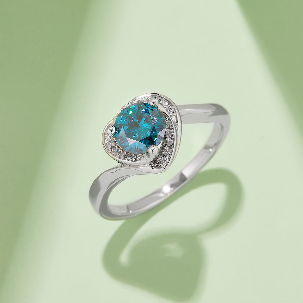 1.0 CT D Color Moissanite Blooming Heart Ring in White Gold Plated Sterling Silver#10